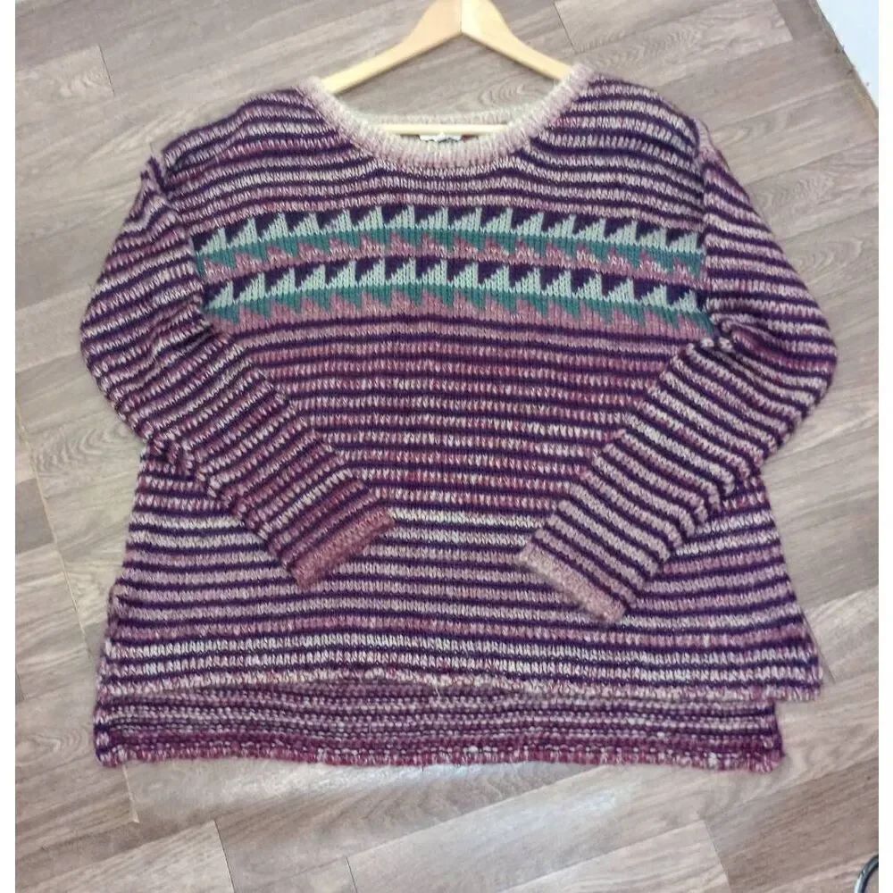 Mystree Earth tone sweater. Acrylic/ Wool/mohair. Size Small (measures largersee